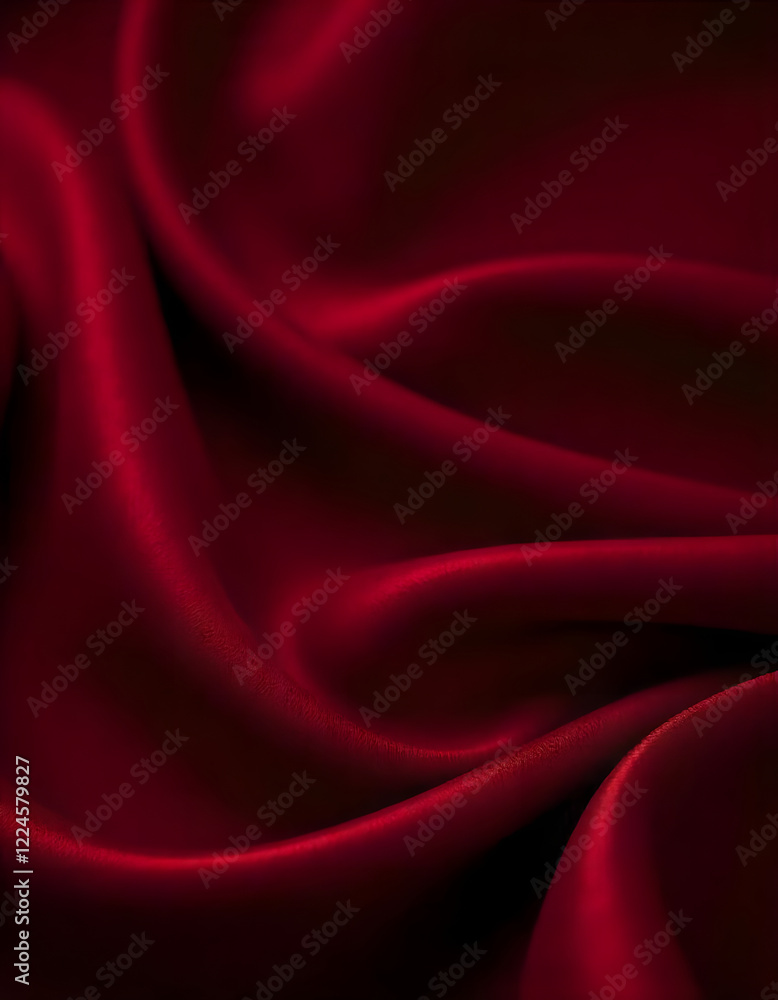 Obraz premium Deep crimson velvet, luxurious fabric folds,