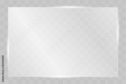 The texture of rectangle glass plate, mirror. Light effect for a picture or a mirror. Beautiful realistic reflection. Stock vector illustration.