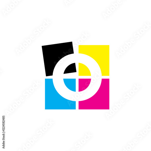Negative Space Letter O With CMYK Color