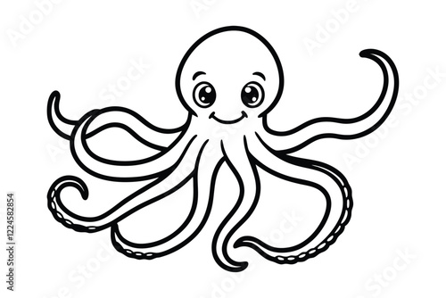 Flapjack Octopus line art vector illustration.eps