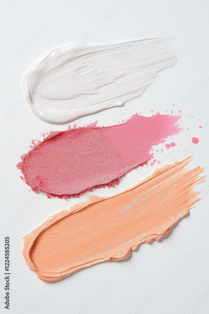 Three different shades of makeup are shown, with the lightest shade being pink