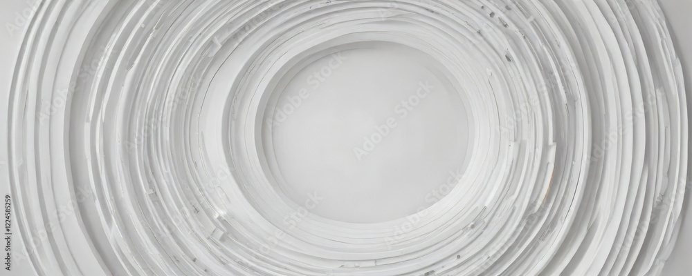 Fototapeta premium Modern abstract pattern in white with a circular focal point, clean background, geometric shapes
