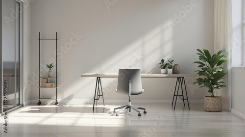 Minimalist home study area with desk chair and table , work, table, desk