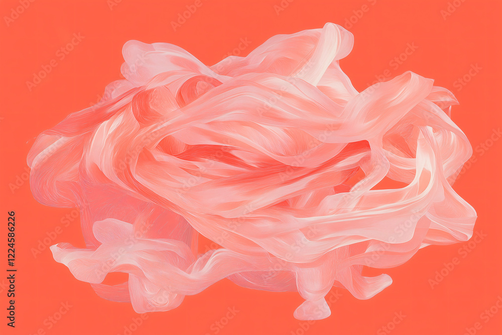 Abstract Coral Swirl: A swirling cloud of delicate fabric, reminiscent of coral or a delicate flower, floats in a vibrant coral-colored background. The soft. Abstract Coral Swirl: A swirling cloud of delicate fabric, reminiscent of coral or a delicate flower, floats in a vibrant coral-colored background. The soft.