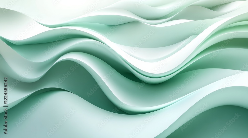 Minimalistic background with overlapping light green and white shapes creating a fresh and modern look Minimalistic background with overlapping light green and white shapes creating a fresh and modern look