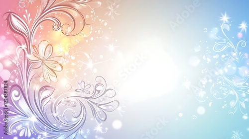 Delicate Floral Design With Pastel Colors And Sparkling Lights