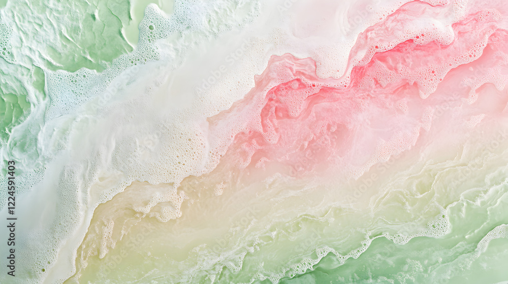 Obraz premium Colorful abstract waves showcase a blend of soft pink, green, and white hues in fluid movement and texture