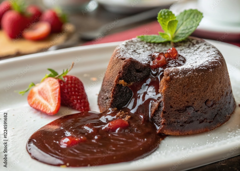 Delicious Dessert Portrait: Creamy Chocolate Lava Cake Photography Delicious Dessert Portrait: Creamy Chocolate Lava Cake Photography