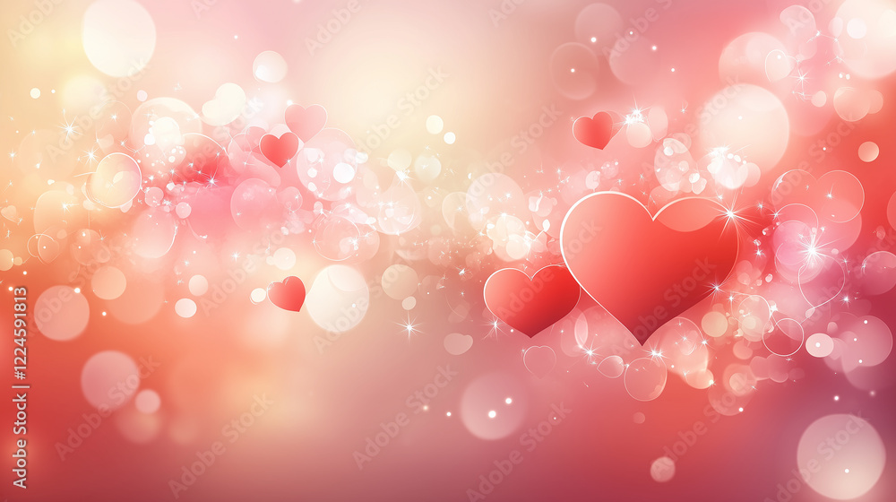 Romantic red and pink heart background with subtle sparkling effects Romantic red and pink heart background with subtle sparkling effects