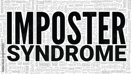 Imposter Syndrome word cloud conceptual design isolated on white background.