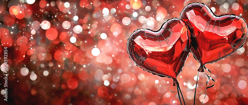 Wallpaper Mural Red heart shaped balloons on sticks with romantic bokeh effect Torontodigital.ca