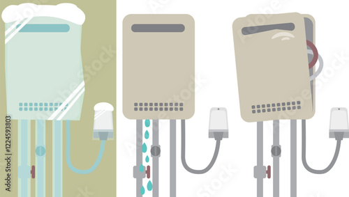 給湯器の凍結漏水パンクのトラブル素材セット