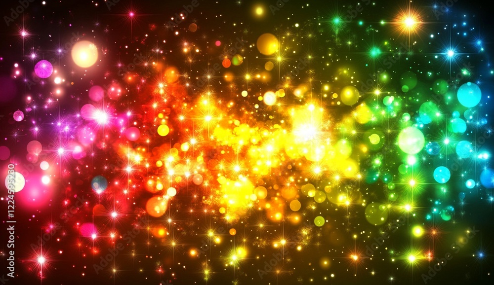 Rainbow Lights Sparkling Bokeh Festive Background Bright Glowing Shimmering Magical Abstract Colorful Design Rainbow Lights Sparkling Bokeh Festive Background Bright Glowing Shimmering Magical Abstract Colorful Design