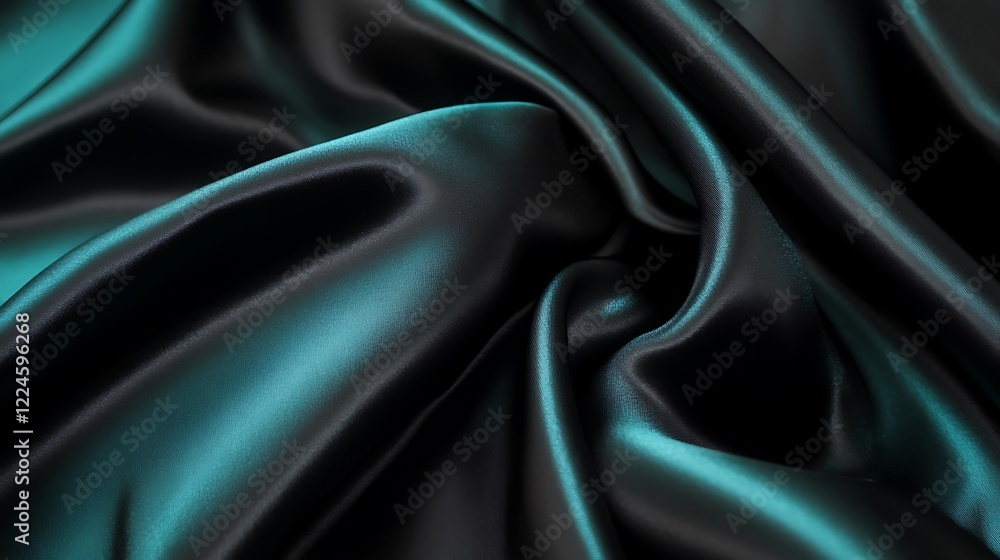 Fototapeta premium Black cloth with teal reflects texture background use