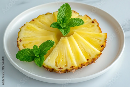 Sliced Siang Pines on White Background - Ideal for Food Blogs and Recipe Websites photo