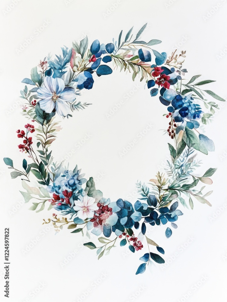 Watercolor Wreath of Flowers Watercolor Wreath of Flowers