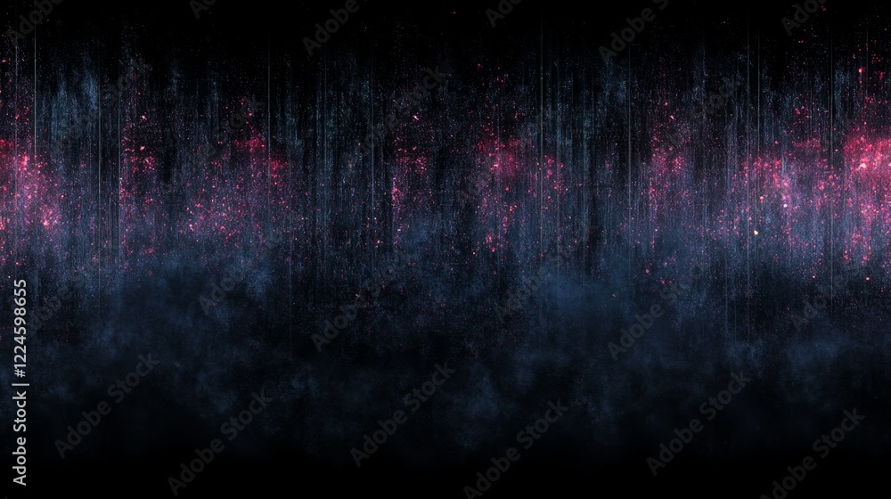 Naklejka premium Dark Abstract Background with Pink and Blue Glittering Particles