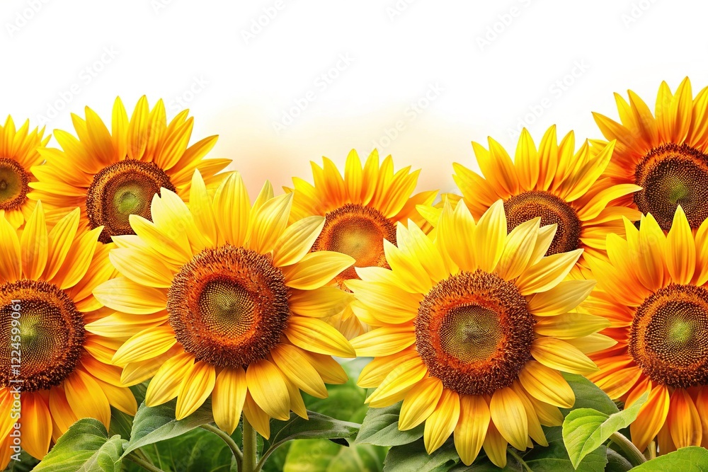 Fototapeta premium Sunflowers Border - Colorful Floral Design