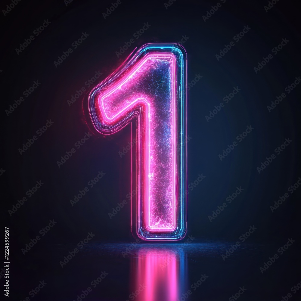 Glowing neon number one, dark background, digital art, website design Glowing neon number one, dark background, digital art, website design