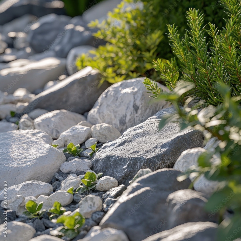 White and gray rocks garden landscaping design White and gray rocks garden landscaping design