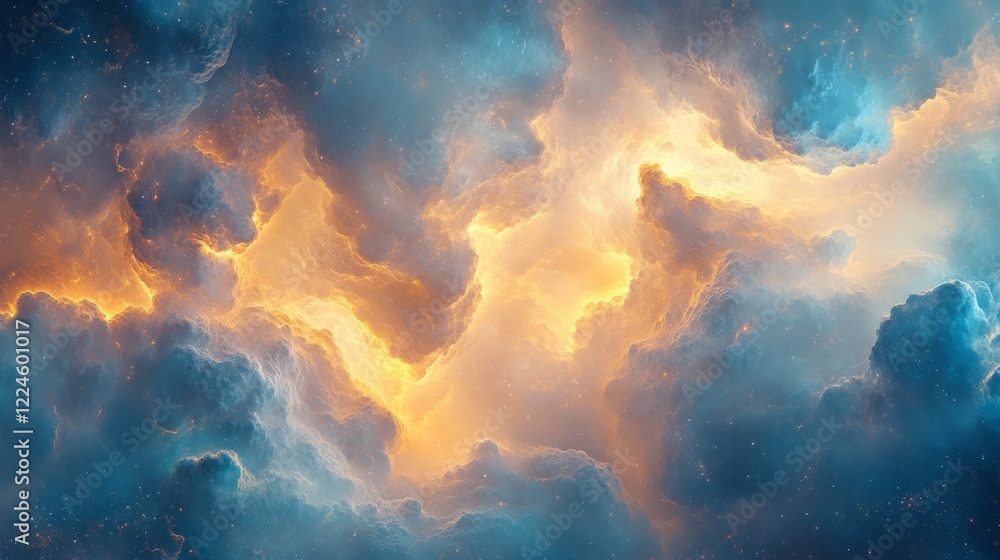 Fototapeta premium Abstract dreamy background with soft pastel clouds and faint glowing highlights