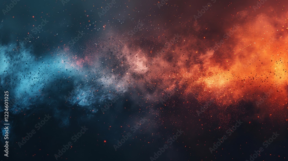 Fototapeta premium Vibrant rainbow light leaks with dust texture on black background for artistic photo overlays