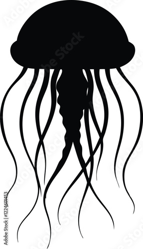 jellyfish silhouette vector, jellyfish black vector illustration