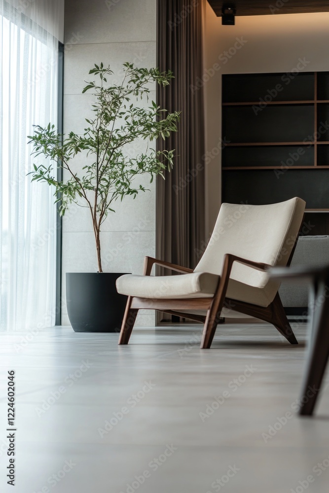 Fototapeta premium Living Room with Chair and Potted Plant