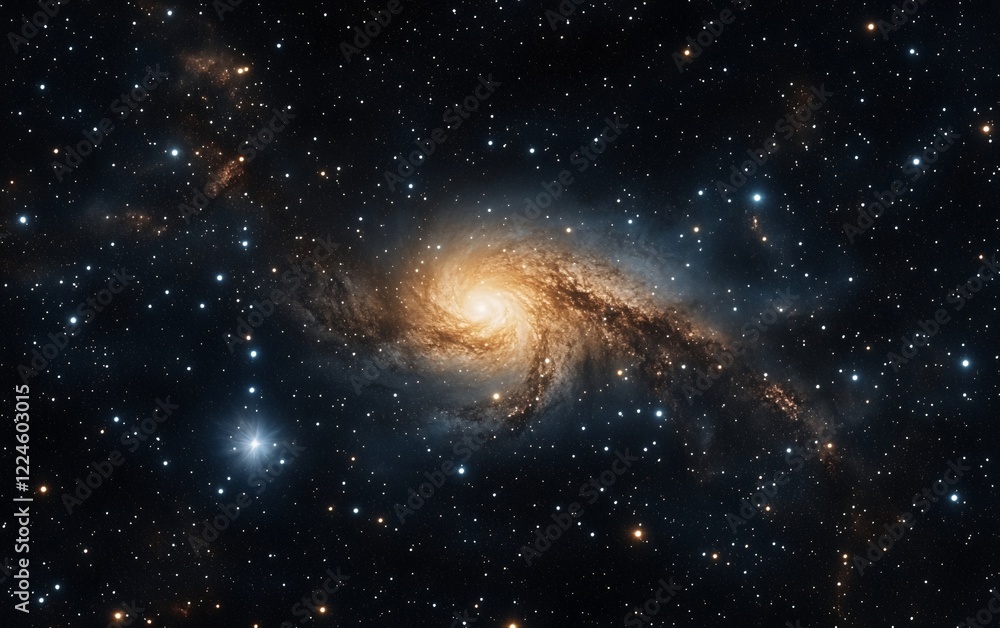 Obraz premium Stunning spiral galaxy with bright core and starry night sky in deep space exploration