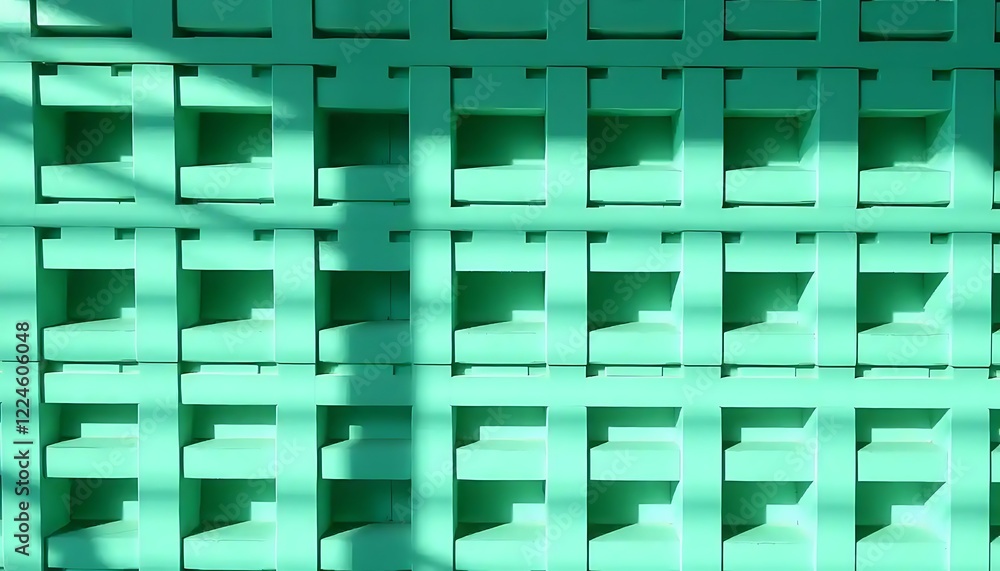 Abstract Green Architectural Pattern With Shadows Abstract Green Architectural Pattern With Shadows