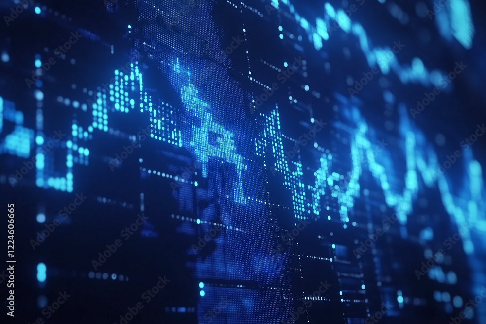 Fototapeta premium Abstract Blue Digital Data Visualization Background