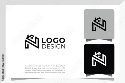 Initial letter N home house logo design. Vector illustration of home shaped for company