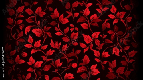 Wallpaper Mural Dark Red Floral Vine Pattern Seamless Design Torontodigital.ca