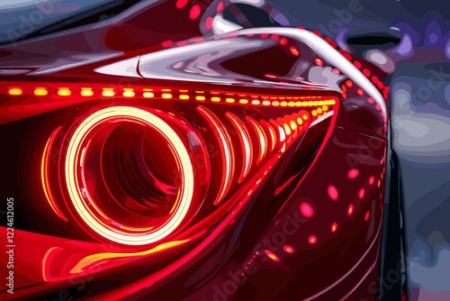 Futuristic Sports Car Rear Light Design in Striking Close-Up Perspective