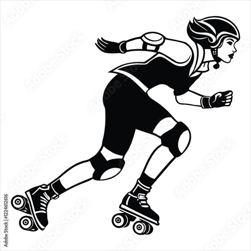 Inline skate illustration, roller skate sports clipart Design,  Beautiful girl roller skates Vector