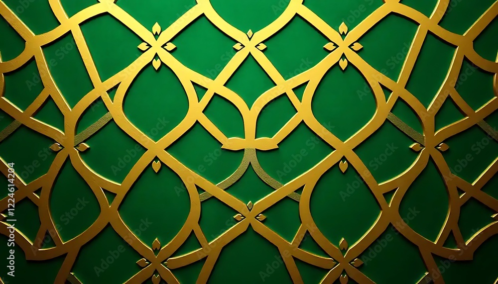 Intricate Gold Pattern on Emerald Green Background Intricate Gold Pattern on Emerald Green Background