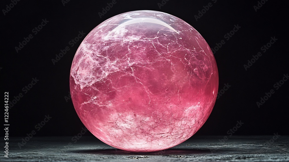 Obraz premium Intensely Pink Sphere Glows Softly Dark Background. AI Generated