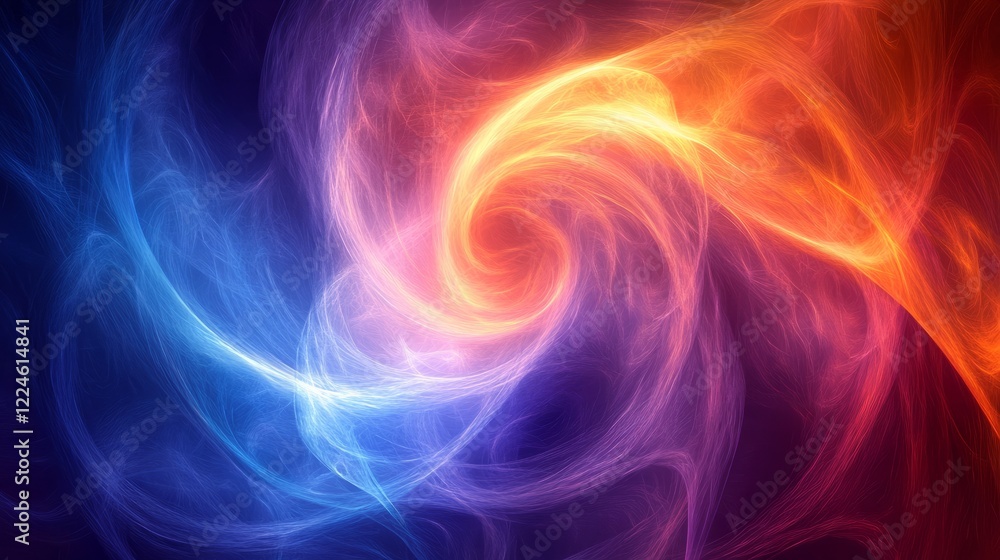 Abstract background with swirling vibrant colors blending seamlessly in shades of blue, purple, and orange Abstract background with swirling vibrant colors blending seamlessly in shades of blue, purple, and orange