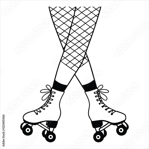 Inline skate illustration, roller skate sports clipart Design,  Beautiful girl roller skates Vector