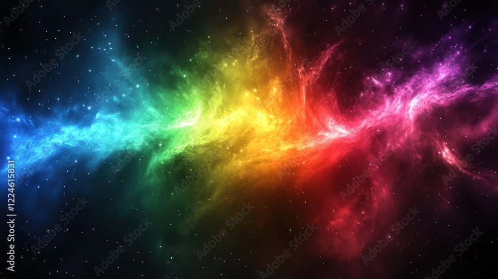 Fototapeta premium Cosmic flare explosion outer space astronomical image black background vibrant colors celestial concept