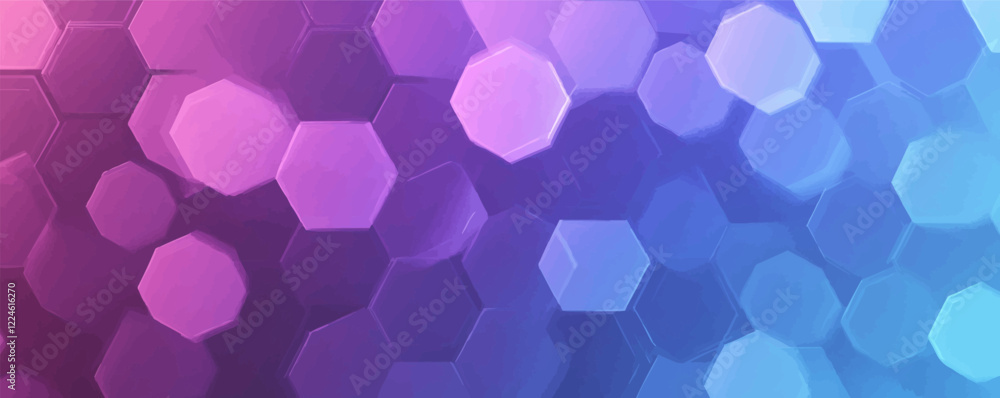 Vector background with bokeh hexagon pattern in purple and blue tones. Vector background with bokeh hexagon pattern in purple and blue tones.