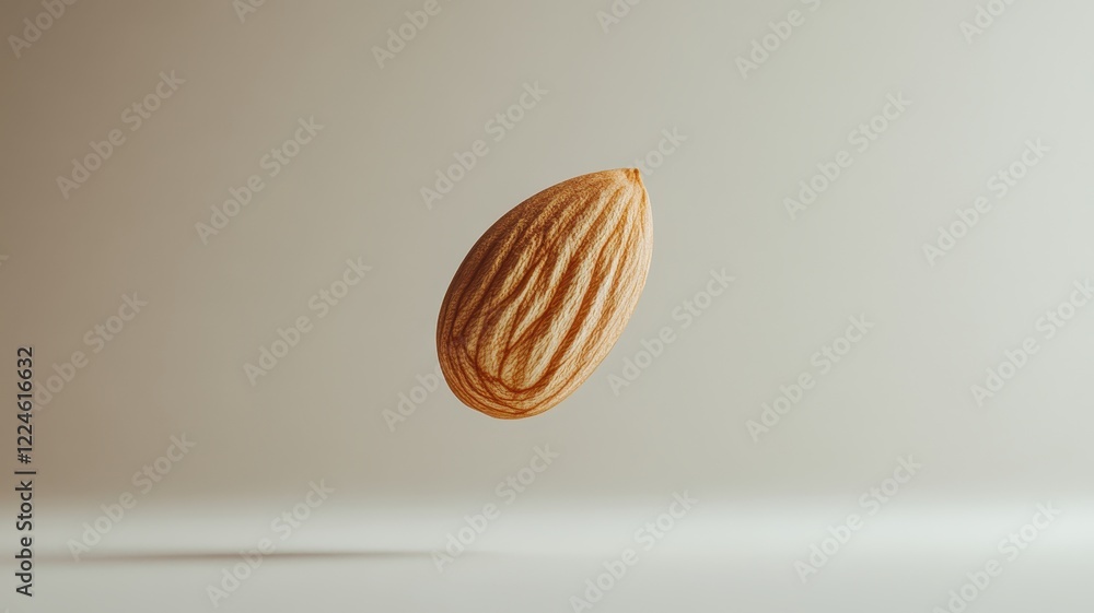 Dynamic almond in motion minimalist studio food photography neutral background close-up conceptual art Dynamic almond in motion minimalist studio food photography neutral background close-up conceptual art