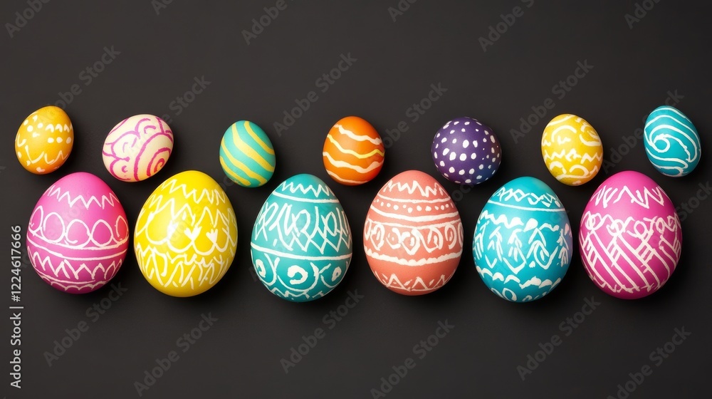 Fototapeta premium Decorated Easter Eggs Festive Spring Arrangement (2)