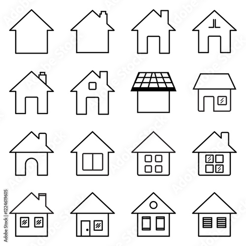 set of houses icons with transparent background 