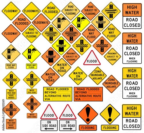 Flooding Roads Warning Road Signs