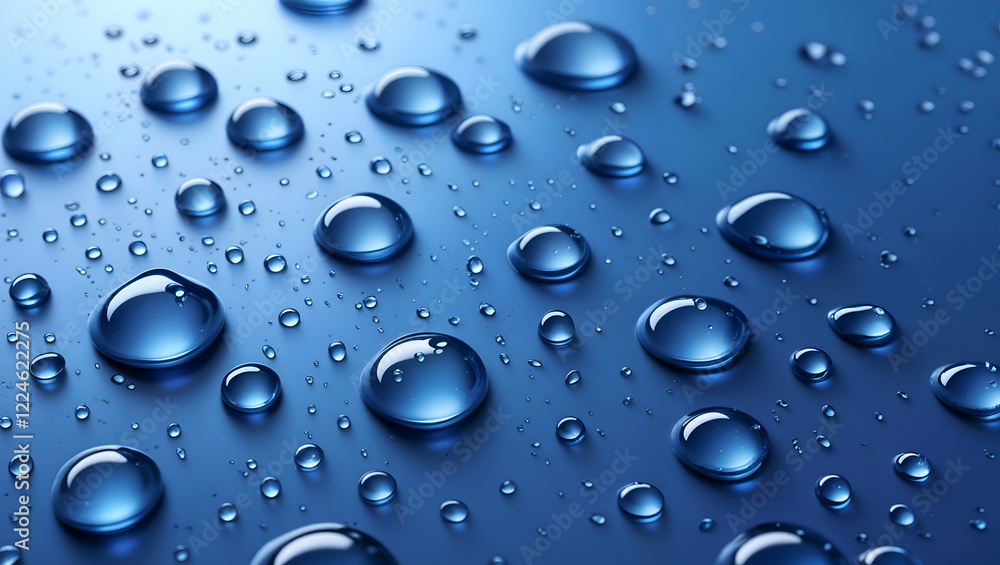 Water Droplets on Blue Gradient Background Water Droplets on Blue Gradient Background