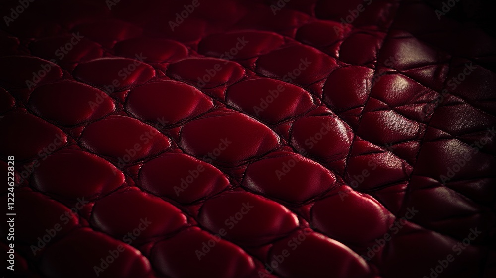 Fototapeta premium Deep Red Quilted Leather Texture Background Image