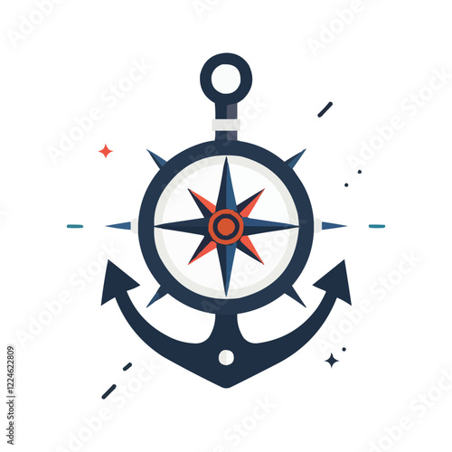 Nautical vector design featuring compass and anchor elements.