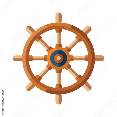 Nautical vector: ship's wheel design with maritime elements.