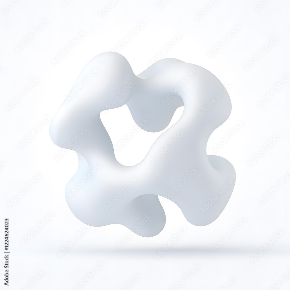 White Organic metaball shape 3d illustration isolated on white background White Organic metaball shape 3d illustration isolated on white background